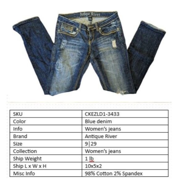 Antique River Women's Blue Adjustable Waist Straight Leg Denim Jeans Size 9/29 - Picture 2 of 4